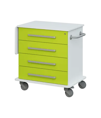 DEXTER 02 vozík asistenční, korpus a desky bílá / zásuvky jarní zeleň